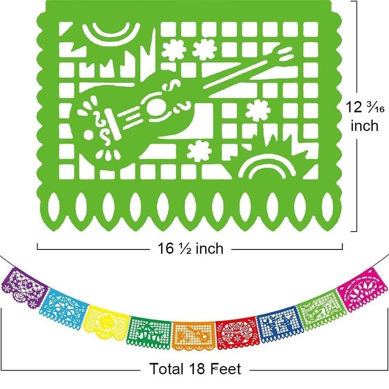 Asoulin 5PCS Mexican Party Decorations, 90FT Plastic Papel Picado Banner, Fiesta Party Decoration, Dia De Los Muertos, Day of The Dead Decorations, Cinco De Mayo Decor, Mexico Birthday Party Supplies - Image 2